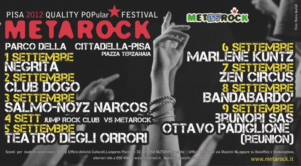 METAROCK 2012: comincia il 1° settembre la 27esima edizione del festival pisano